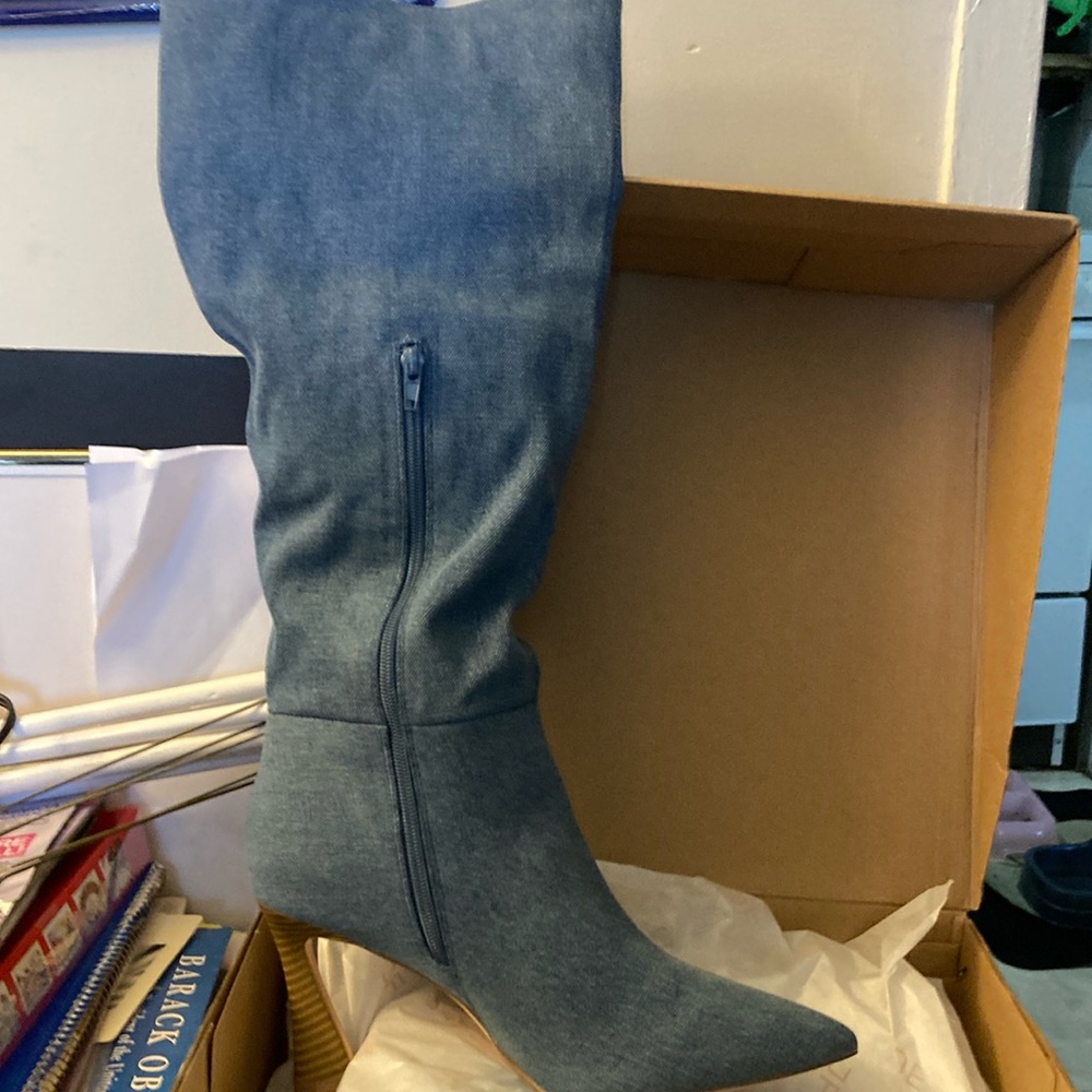 Women’s knee high denim boots brand new